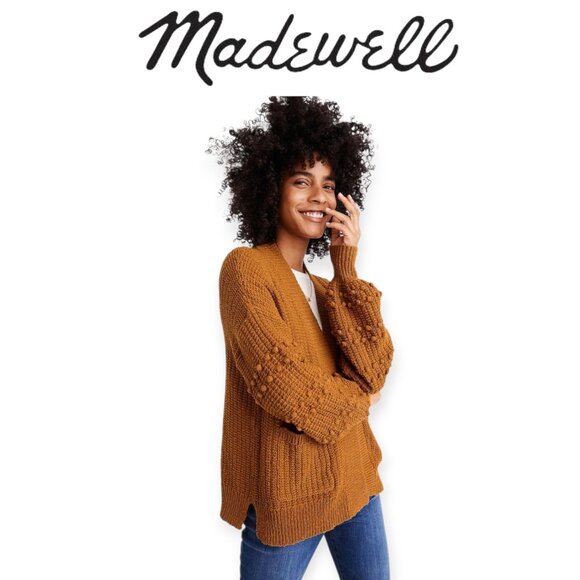 Madewell l/s Bobble Cardigan Sweater In Antique Gold size M as seen on TV - Picture 1 of 15